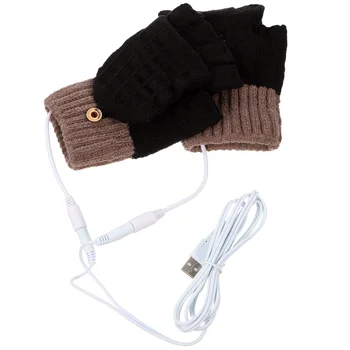 1 пара тепловых рукавиц на полпальца, зимние USB-тепловые перчатки, электрические теплые перчатки, тепловые рукавицы