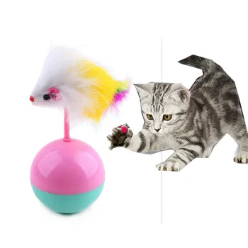 1 шт., диаметр 5,5 см, неваляшка, игрушки для кошек, интерактивная накладная мышь из перьев, игрушки для кошек, принадлежности для обучения царапанию.