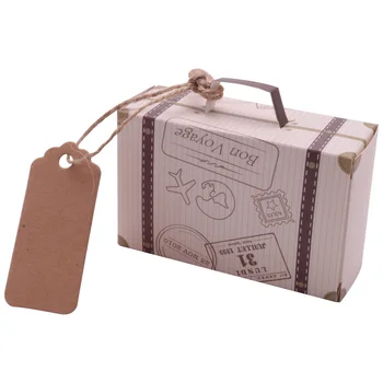 10 комплектов Дизайнерского мини-чемодана, коробка конфет, коробка для упаковки конфет, коробка шоколада, Свадебная подарочная коробка с открыткой для вечеринки