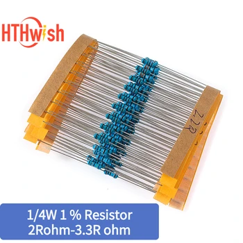 100-120 шт 0,25 Вт Комплект цветных кольцевых резисторов 1/4 Вт Набор металлических пленочных резисторов 1% - 1K ~ 3.3R Комплект электронных компонентов Diy