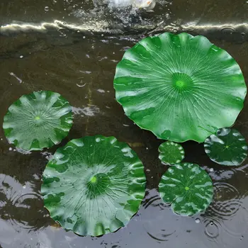 10шт 28 см Садовый искусственный цветок из искусственных листьев лотоса, уличный пластиковый декор для плавающего бассейна с водяной лилией GPD1062-3