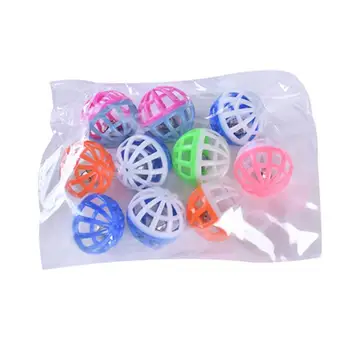 10шт Пластиковых игровых мячей для домашних кошек с колокольчиком, Погремушками, разноцветными шариками для котенка и щенка, Решетчатыми шариками, принадлежностями для домашних животных