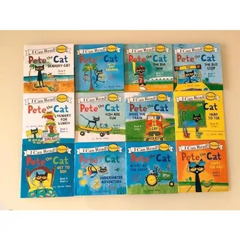 12 книг / набор I Can Read The Pete Cat Books На английском языке Детские книжки с картинками, развивающие игрушки, детская карманная книжка для чтения