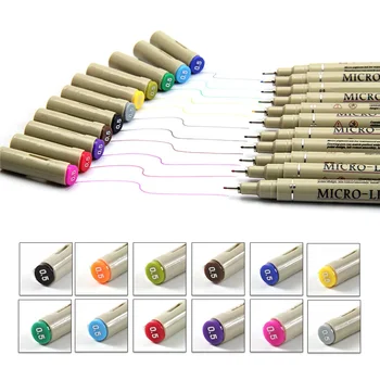 12 Цветов Micro-Line Fineliner Pen Set 05 Fine Point Drawing Pen Водонепроницаемая Ручка для Ведения Дневника Художника, Технической Иллюстрации Манги