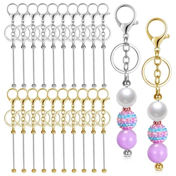 20 штук украшенных бисером брелков для ключей, металлические пустые брелки для ключей из бисера, подвески, брелки для ключей DIY оптом из золота и серебра