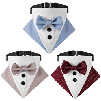 2024 Новый свадебный ошейник с галстуком-бабочкой для маленьких собак среднего возраста, ожерелье-ошейник с галстуком-бабочкой для собак- Свадебные костюмы