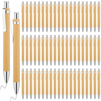 20шт Бамбуковая ручка Шариковая ручка из бамбукового дерева с наконечником 1,0 мм Офисные школьные канцелярские принадлежности для бизнеса Шариковые ручки для подписи