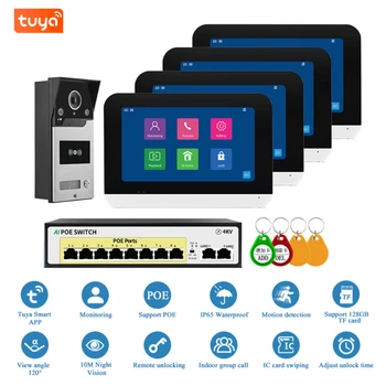 2MP 1080P POE Переключатель Tuya Smart WIFI Видеодомофон IP Видеодомофон IC Система Контроля Доступа для Виллы Квартиры