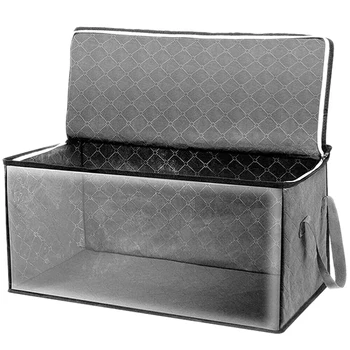 2ШТ Коробка-органайзер для одеял, Складной Портативный шкаф, Штабелируемые ящики, Нетканые одеяла для хранения одежды, чехол для сбора-Серый