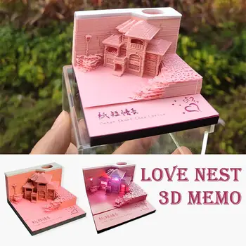 3D-блокнот Love Nest Мини-модель мечети Аксессуары для вырезания из бумаги Украшения офиса Заметки Из бумаги для рисования Блокноты Sticky W6J3