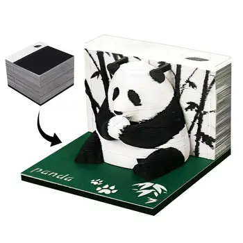 3D блокнот Картонный Блокнот для заметок Дизайн панды Декоративный Отрывной Поделки из Рождественской бумаги Художественное Украшение рабочего стола Подарок для