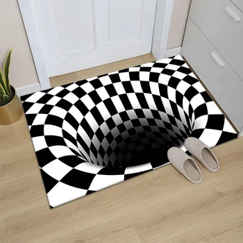 3D-ковер Vortex Illusion, нескользящий коврик для пола, абстрактный геометрический принт, оптический коврик для дома, гостиной, спальни, дверной коврик