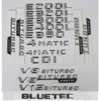3D Хромированные Блестящие Серебряные Буквы Номер Багажника Задние Эмблемы Значки для Mercedes Benz W212 W211 W213 E200 E220 E250 E350 CDI 4MATIC