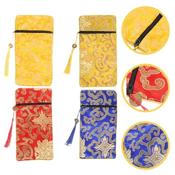 4шт Конфуцианский Классический Карманный Органайзер в Китайском стиле, сумки для хранения на молнии