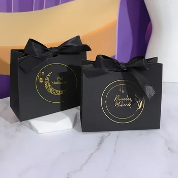 5шт черные подарочные коробки для конфет Рамадан мубарак Мусульманин Исламский Карим Ид Аль-Фитр Ифтар сухур Десертное украшение стола подарок для малыша