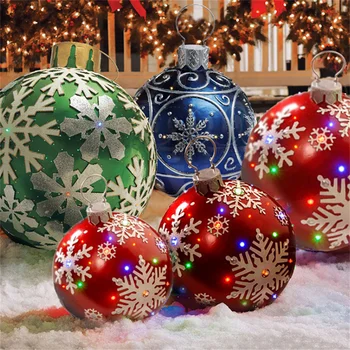 60 см, Рождественские шары, украшения для Рождественской елки, атмосфера на открытом воздухе, Надувные игрушки из ПВХ, Рождественское украшение, воздушный шар