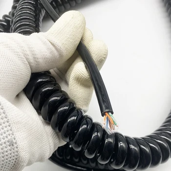 8-жильный сетевой кабель со спиральной проволокой, Витая пара, экран из алюминиевой фольги, Телескопический провод, кабель-удлинитель с гигабитным датчиком TPU.