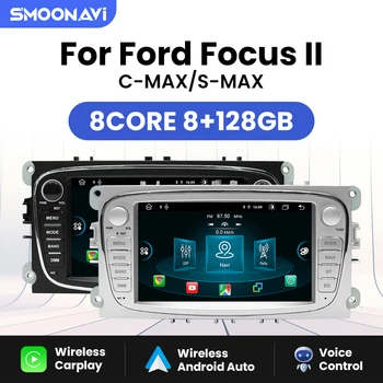 Android 12 Беспроводное Автомобильное радио Carplay Для Ford Focus 2 3 mk2 Mondeo 4 Kuga Fiesta Transit Connect S-MAX C-MAX Galaxy DSP 8G GPS