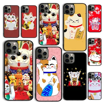 Autumu Японский Чехол для Телефона Lucky Cat Art Чехол для iPhone 15 12 mini X XS XR 11 13 14 Pro Max SE 2020 Apple 6S 7 8 Plus Coque