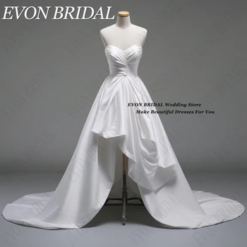 EVON BRIDAL Белые Свадебные платья без бретелек Для женщин с высокой / низкой посадкой, Платья для свадебных вечеринок трапециевидной формы на шнуровке с открытой спиной свадебное платье 2024