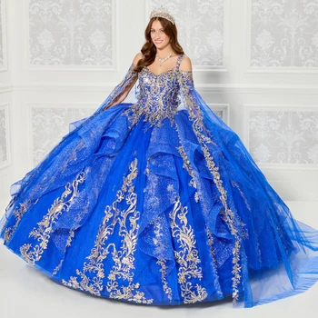 Lorencia Royal Blue Quinceanera Платья 2023 Бальное Платье С Вышитыми Кружевами Вечернее Платье Из Блестящего Тюля Vestidos De 15 Años YQD24