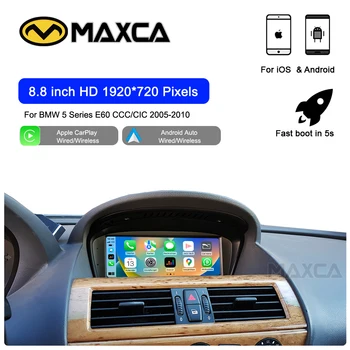 MAXCA 8,8-дюймовый Беспроводной Carplay Android Auto Navigator AirPlay С автоматической Синхронизацией Для E60 BMW 5 CCC CIC System