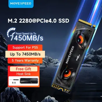 MOVESPEED PCIe4.0 SSD NVMe M2 2280 7450 МБ/с. 4 ТБ 2 ТБ 1 ТБ Внутренний Твердотельный Жесткий диск M.2 NVMe SSD-Накопитель для Портативных ПК PS5