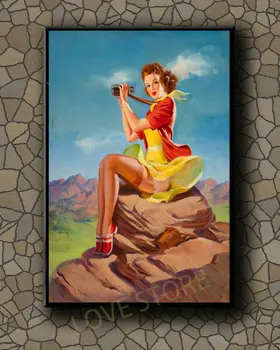 P354 Винтажная красивая девушка в стиле Пин-ап, классическая картина 484, Плакат из шелковой ткани, художественный декор, картина для помещений, подарок