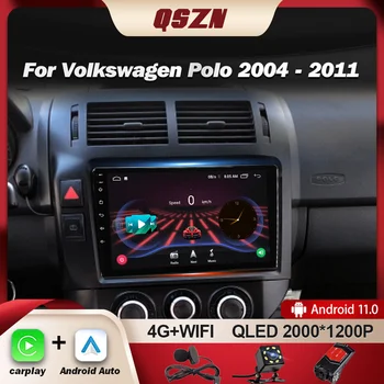 QSZN Для Volkswagen Polo Mk4 IV 4 2001-2009 Автомобильный Радиоприемник Мультимедийный Видеоплеер GPS 4G Carplay Android 12 Авторадио 2K QLED DSP