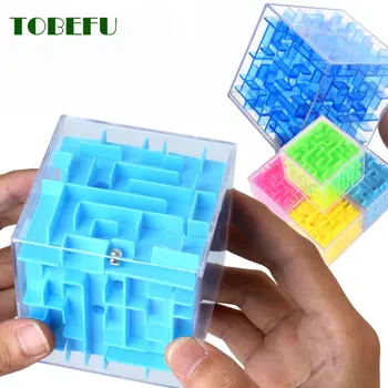 TOBEFU 3D Лабиринт, Волшебный куб, прозрачная шестигранная головоломка, скоростной куб, игра с катящимся мячом, Кубики, Лабиринтные игрушки для детей, развивающие