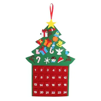 Адвент-календарь из фетра, Рождественский календарь с 24 карманами, декор столешницы в форме дерева, подарочные настольные украшения для дома