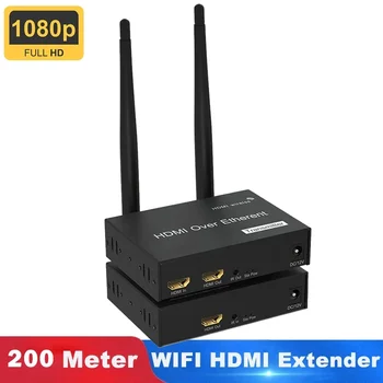 Беспроводной удлинитель HDMI 200M 1080P WiFi Поддержка передачи видео HDMI от 1 TX до Multi RX с петлей для портативного ПК ТВ монитора проектора