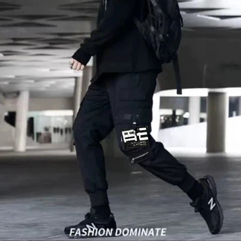 Весенне-осенний мужской комбинезон, корейская версия тренда свободных повседневных брюк, длинные брюки, красивые спортивные брюки с завязками