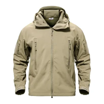 Военная куртка из акульей кожи, мужская камуфляжная одежда Softshell Waterpoof, тактическая камуфляжная армейская куртка с капюшоном, мужское зимнее пальто