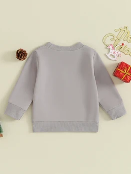 Детские рождественские толстовки с классическим буквенным принтом в виде снежинки, свободные пуловеры с длинными рукавами, зимние топы для малышей