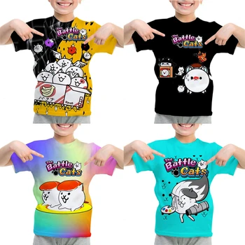 Детские футболки Game The Battle Cats, Детская одежда, Летняя Повседневная футболка с коротким рукавом Для девочек, Футболка с героями Мультфильмов, Футболки Для Маленьких мальчиков
