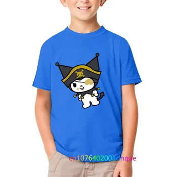 Детские футболки Kawaiis Kuromis Модная одежда для мальчиков и девочек с рисунком аниме, футболка Hello Kittys, повседневная одежда 2-4