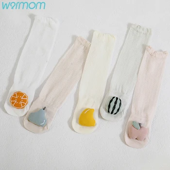 Детские хлопчатобумажные носки Warmom, летние Новые сетчатые дышащие носки от комаров для новорожденных, детские носки с мультяшными фруктами, гольфы до колен