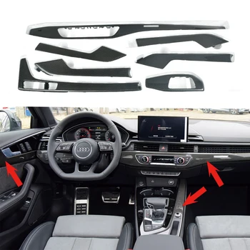 Для Audi A8 D4 2011-2017 Внутренняя Центральная Панель Управления Дверной Ручкой 3D Наклейки Из Углеродного Волокна Наклейки Для укладки автомобилей