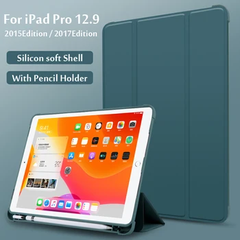Для iPad Pro 12.9 2017 Edition (С клавишей Home) Чехол Для iPad Pro 12.9 2015 1-го 2-го Поколения С держателем карандаша Magnetic Smart Cover