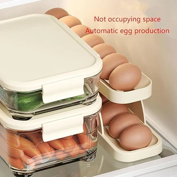 Дозатор для яиц для холодильника, контейнер для хранения яиц с автоматическим скручиванием, компактный лоток для яиц для холодильника Долговечный