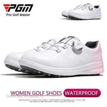 Женские градиентные ультралегкие туфли для гольфа PGM, женские водонепроницаемые спортивные кроссовки для гольфа, Дышащая обувь, Противоскользящая обувь с пряжкой.