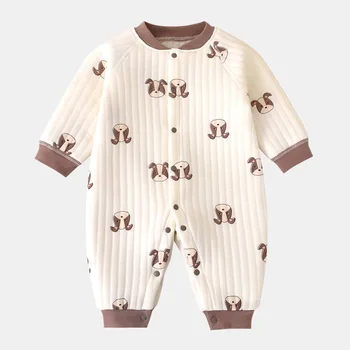 Зимняя хлопковая утепленная одежда для маленьких девочек, комбинезоны, ползунки, милый кролик, одежда для новорожденных мальчиков, детские вещи, боди, цельные комплекты