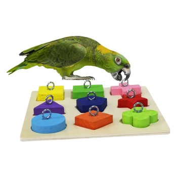 Игрушка для тренировки интеллекта птиц, развивающие игрушки Parrot, Игрушка-головоломка из деревянных блоков для маленьких и средних попугаев и птиц