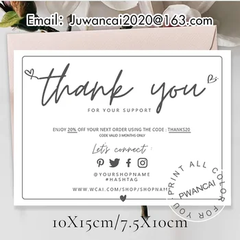 Индивидуальные Благодарственные открытки Печать кредитной карты для малого бизнеса Персонализированные визитные карточки с логотипом Социальные сети