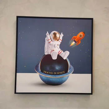 Картина для украшения детской комнаты астронавта, мальчик, девочка, спальня астронавта, креативное оформление, планировка комнаты, прикроватная картина