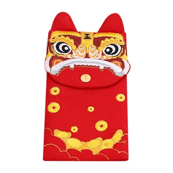 Китайские Красные конверты Подарочная упаковка Hongbao Вышивка Тигра Карманы для счастливых денег Китайская вышивка на Новый Год