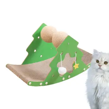 Коврик-когтеточка для кошачьей картонной кровати с деревянной тряской для игр в помещении, Кошки, Рождественская елка, коврик-когтеточка для кошек, товары для домашних животных