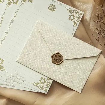 Конверт для поздравительной открытки, винтажный льняной набор писем, любовное письмо, написанное от руки, плюс открытка из плотной бумаги, лаковая печать Shipp