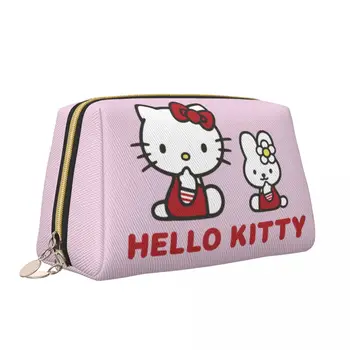 Косметичка Sanrio Hello Kitty, трендовые косметички большой емкости, мерч, женские косметические принадлежности на молнии